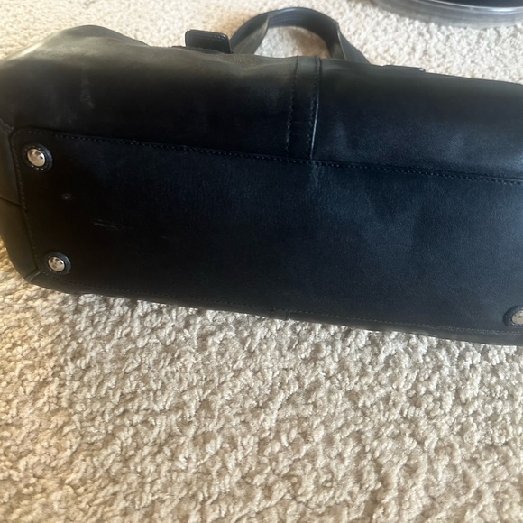Coach Black Leather Bag with Embossed Logo - Picture 7 of 13